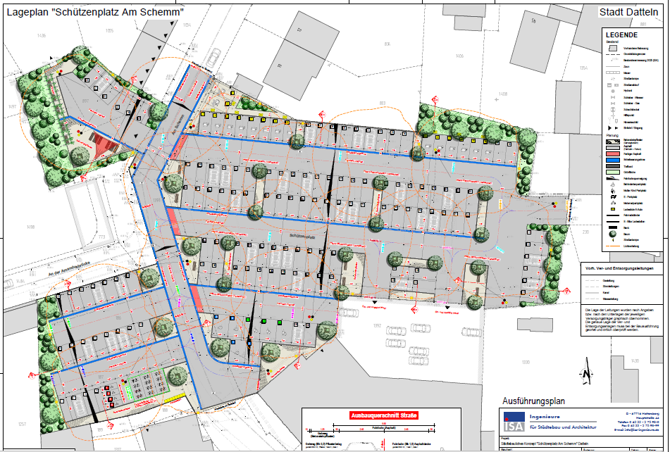 Lageplan der Ausfuehrungsplanung fuer den Parkplatz Am Schemm in Datteln